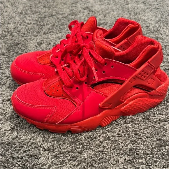 Nike Air Huarache Run (GS) Triple Red 654275 600 Size Youth sz 6.5Y/Womans 8•EUC - Picture 4 of 8